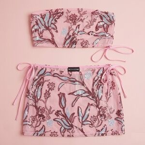 NWT PrettyLittleThing Pink Sequin Mesh Set